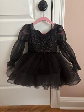 Black Sequin Tulle Kids Custom - Elegant Party Dress